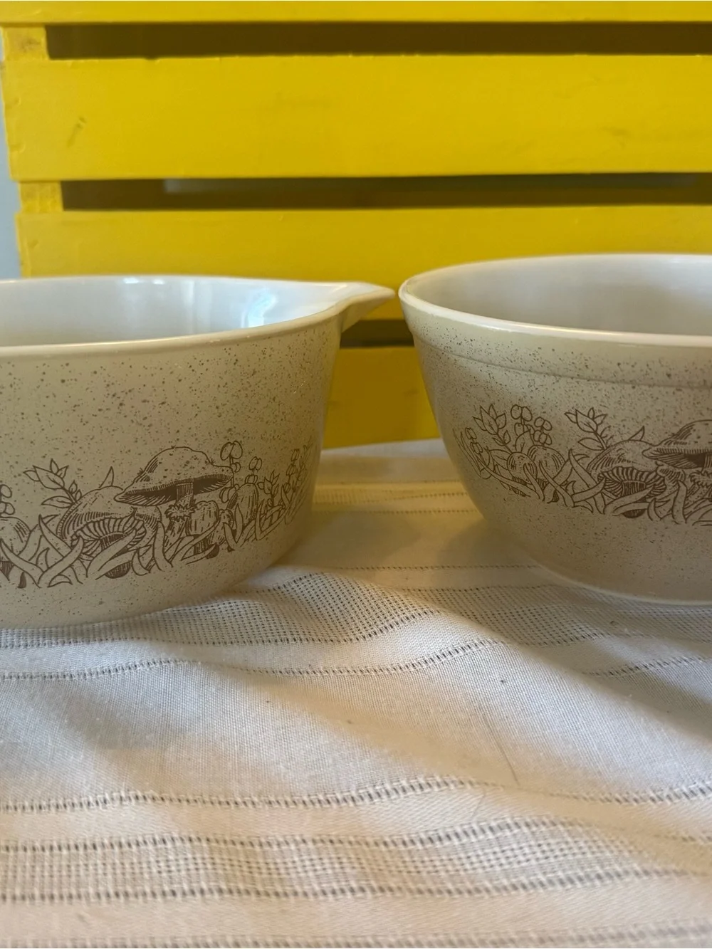 RARE Vintage PYREX Fairy Mushroom Pattern Mixing Bowls Set Cookware Bowls (2)
